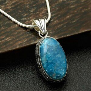 Vintage Style Apatite Necklace 925 Sterling Silver Antique Jewelry gemstone